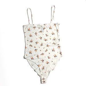 Floral White Square Neck Top